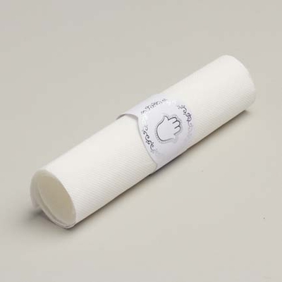 Lot de 12 ronds de serviette thème main de Fatma couleur blanc argent