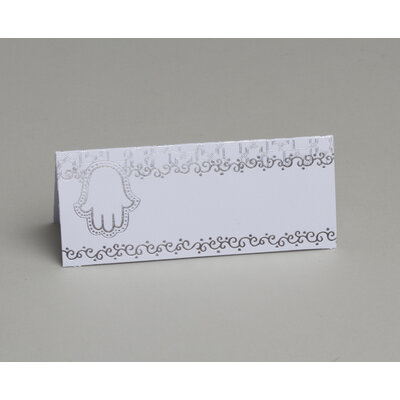 Lot de 10 marques place carte de table thème main de Fatma couleur blanc argent
