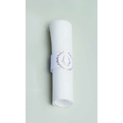 Lot de 12 ronds de serviette thème main de Fatma couleur blanc or