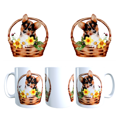 Mug motif Chien dans panier de fleurs 330 ml Sweet Heidi's Store@4.0