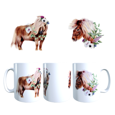 Mug motif poney avec fleurs 330 ml Sweet Heidi's Store@
