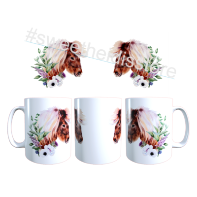 Mug motif tête poney avec fleurs 330 ml Sweet Heidi's Store@