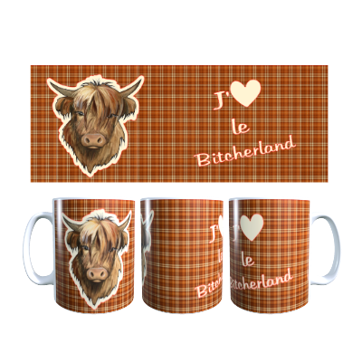 Mug J'aime le Bitcherland Highland écossais orange 330 ml Sweet Heidi's Store@
