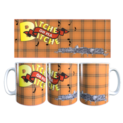 Mug souvenir "Bitche oh ma Bitche" écossais orange 330 ml Sweet Heidi's Store@