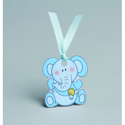 Lot de 8 étiquettes thème éléphant bleu
