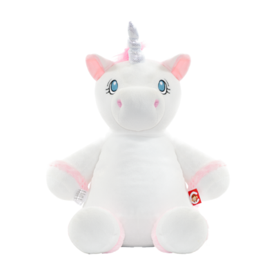 Peluche personnalisable Licorne blanche par impression ou broderie