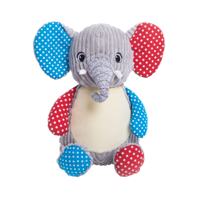 Peluche personnalisable Éléphant sensoriel - Harlequin par impression ou broderie