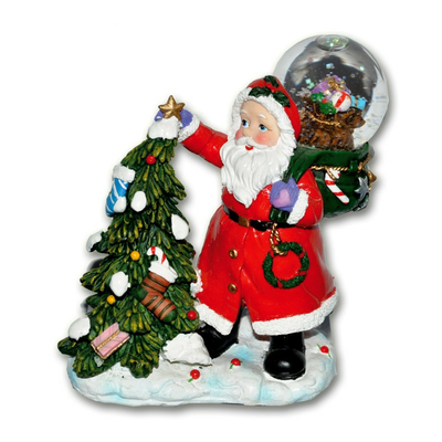 statut-pere-noel-avec-boule-a-neige