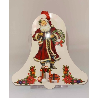 Décoration de sapin Cloche Père Noël vintage en MDF réalisé artisanalement