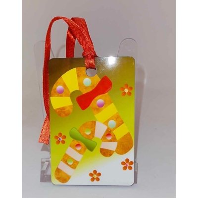 Décoration de sapin Rectangle motif 2 sucre d'orge pain d'épice en MDF réalisée artisanalement
