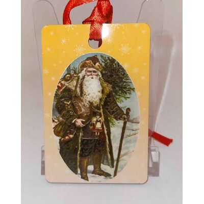 Décoration de sapin Rectangle motif Père Noël Vintage 17 en MDF réalisée artisanalement