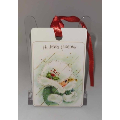 Décoration de sapin Rectangle motif Noël fille pinup rétro 3 en MDF réalisée artisanalement