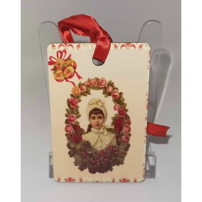 Décoration de sapin Rectangle motif Noël rétro 2 en MDF réalisée artisanalement