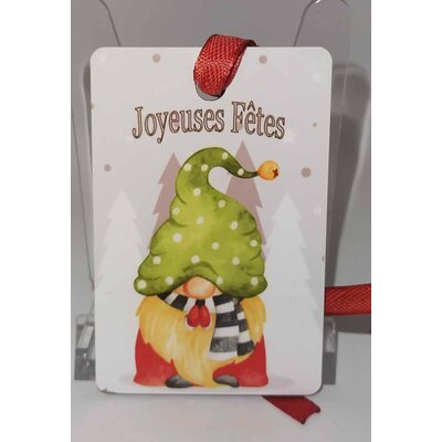 3Décoration de sapin Rectangle motif Noël Gnome 6 en MDF réalisée artisanalement