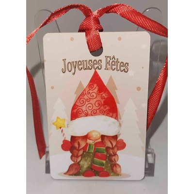 Décoration de sapin Rectangle motif Noël Gnome 7 en MDF réalisée artisanalement