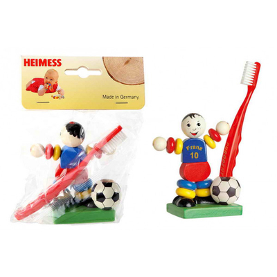 Porte-brosse à dents footballeur en bois
