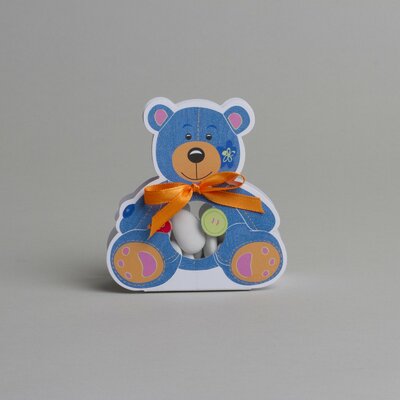 Lot de 5 boites à dragées ourson bouton sans ruban