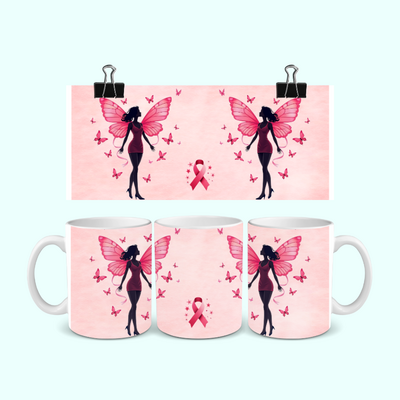 Mug Octobre Rose femme aux papillons 330ml Sweet Heidi's Store@