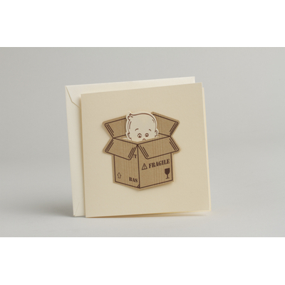 Lot de 10 Faire parts thème bébé dans colis fragile avec enveloppes
