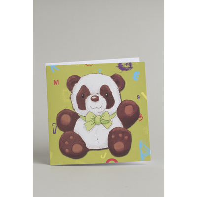 Faire parts thème panda noeud vert