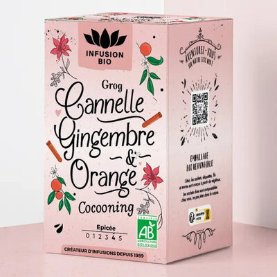 Infusion bio Grog cannelle, gingembre et orange, 16 sachets