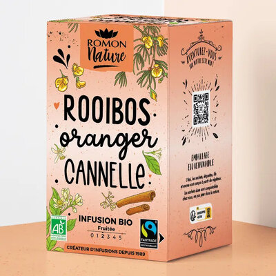 Infusion rooibos bio orange et cannelle, 16 sachets