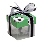 Ballotins à dragées mariage- boites à dragées forme mini cube vert thème Foot x10