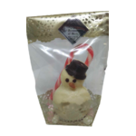 Bombe de chocolat bonhomme de neige blanc avec canne et guimauve