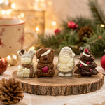 Figurines de Noël pralinées : renne, bonhomme de neige, sapin et ourson