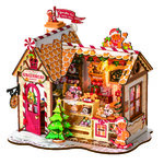 Maison miniature Robotime Gingerbread House montée, boulangerie en pain d'épices
