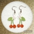 Boucles d'oreilles fleurs de cerisier et cerises en broderie