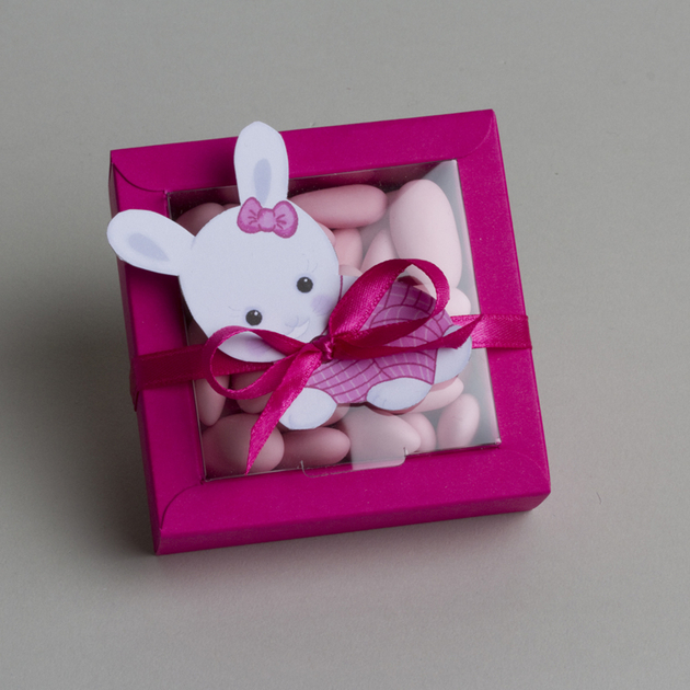 Lot de 2 boites à dragées Nina Petit modèle lapin rose sans ruban