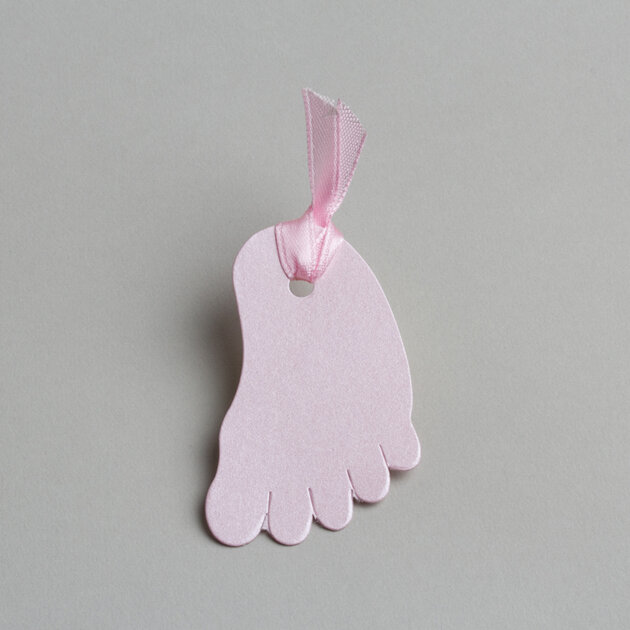 Lot de 12 étiquettes en forme de petits pied rose mariage baptême communion