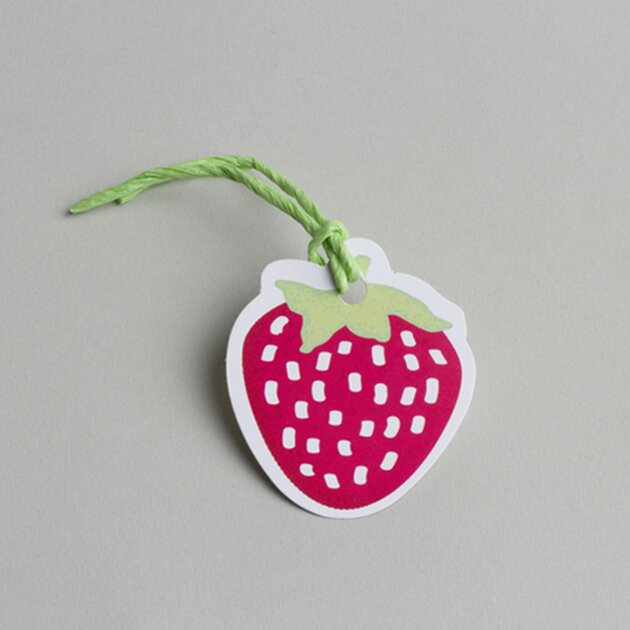 Lot de 12 étiquettes fraise mariage baptême communion