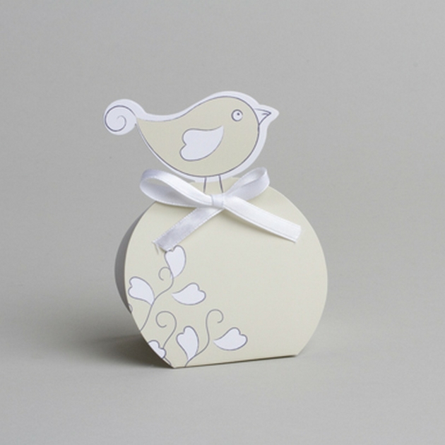 Ballotins à dragées - boites à dragées Forme louna Oiseau Beige vert x10