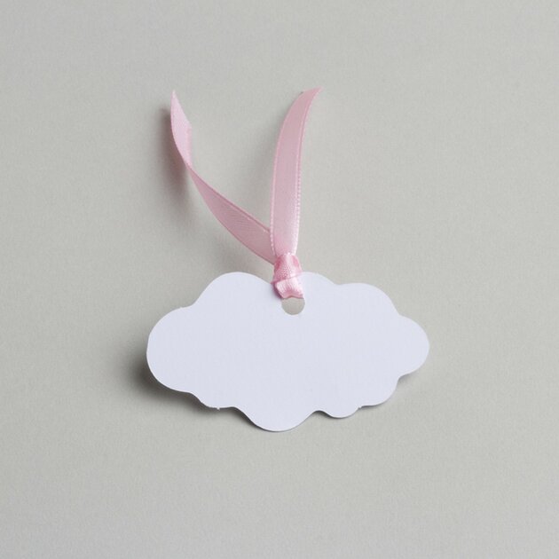 Lot de 12 étiquettes Forme Nuage Blanc pour boites à dragées ballotins Chocolat Naissance Communion Mariage Baptème