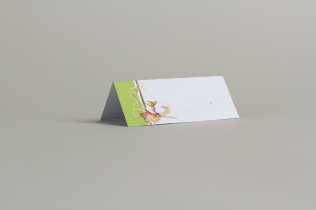 Lot de 10 Carte de table marque place Communion Calice Vert