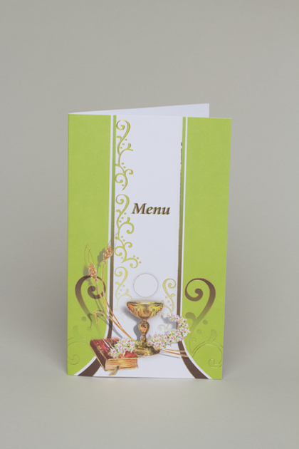 Lot de 10 Menus Communion Calice Vert