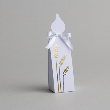 Lot de 10 boîtes à dragées Bougie Communion Blé