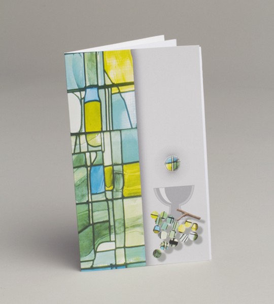 Lot de 10 Menus Communion Calice Vitrail