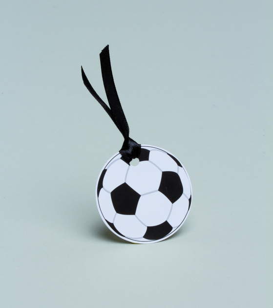 Lot de 12 étiquettes ronde forme ballon de foot pour boîtes à dragées thème Football