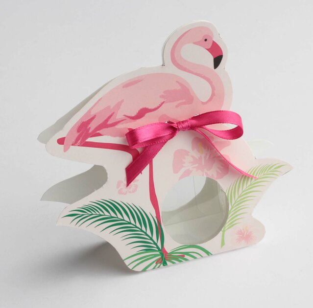 Ballotins à dragées mariage- boites à dragées forme Flamand Rose x6