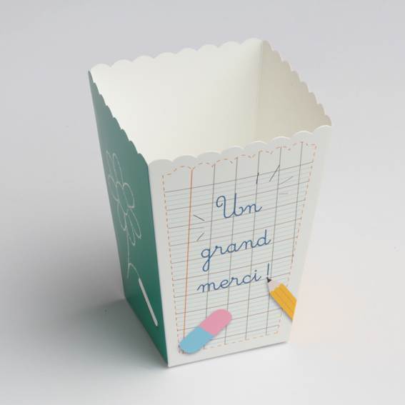 Ballotins à dragées - boites à Chocolat Forme Cornet Grand modèle thème Merci écolier x6
