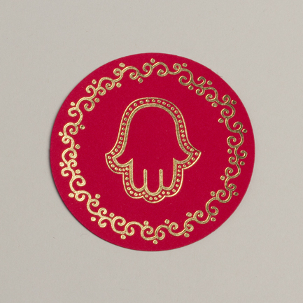 Lot de 12 sous verre thème main de Fatma couleur rouge or