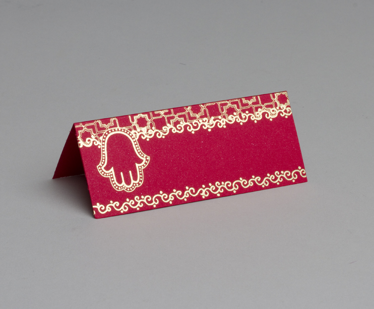 Lot de 10 marques place carte de table thème main de Fatma couleur rouge or