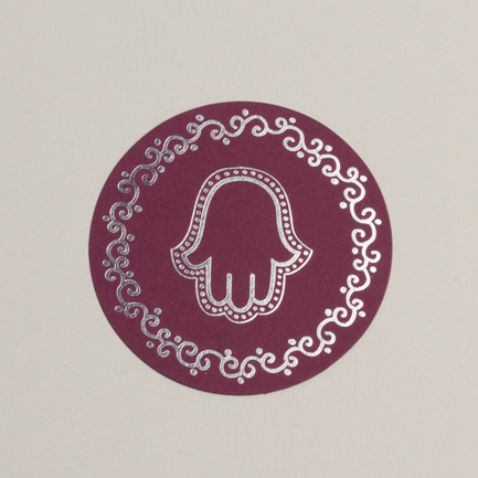 Lot de 12 sous verre thème main de Fatma couleur bordeaux argent