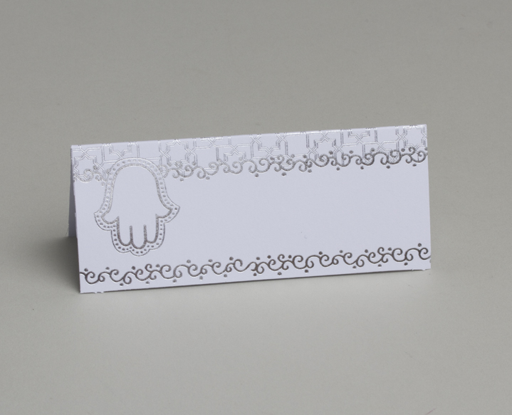 Lot de 10 marques place carte de table thème main de Fatma couleur blanc argent