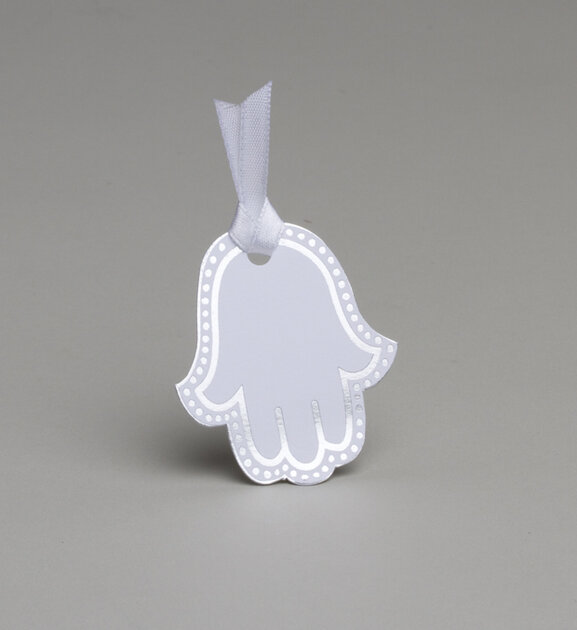 Lot de 5 étiquettes thème main de Fatma couleur blanc argent