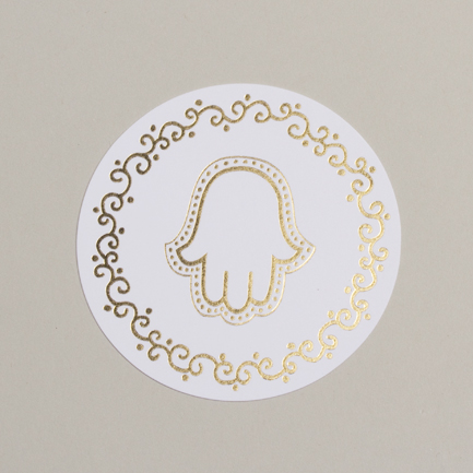 Lot de 12 sous verre thème main de Fatma couleur blanc or