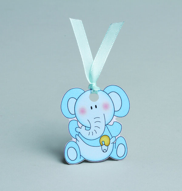 Lot de 8 étiquettes thème éléphant bleu
